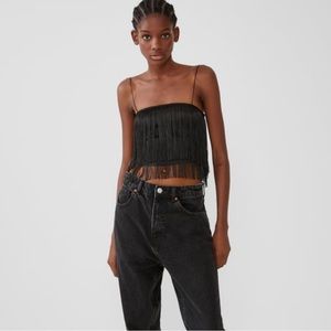 Zara Fringe Crop Top Size Small